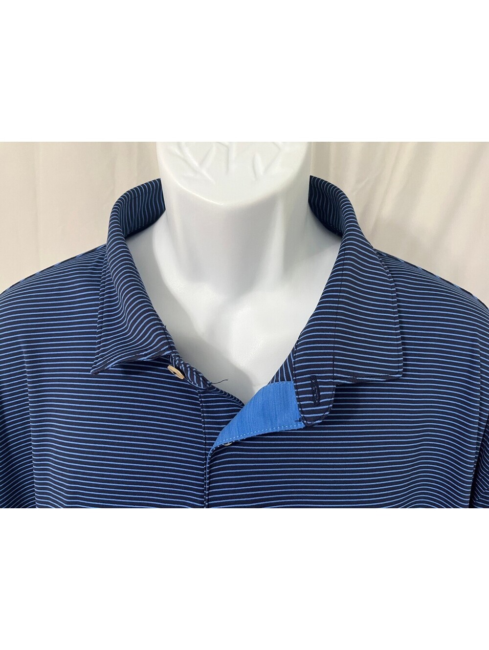 Peter Millar Men's Blue on Blue Striped Featherweight Golf Polo Shirt XXL 2XL
